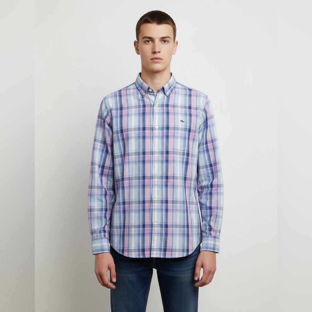 NWOT | Vineyard Vines | Slim Fit Whale Shirt | Cotton | Blue/Pink Plaid | M 🕗